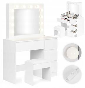 ModernHome MRDT09 toaletní stolek se zrcadlem LED osvětlení a taburet bílý
