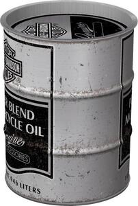 Plechová kasička barel: Harley-Davidson - Power Blend Oil