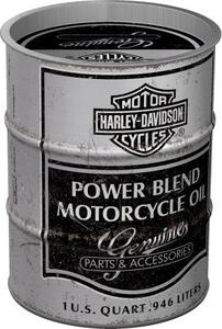 Plechová kasička barel: Harley-Davidson - Power Blend Oil