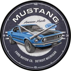 Nástěnné hodiny - Ford Mustang - 1969 Mach 1 Blue
