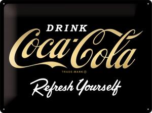 Plechová cedule: Coca-Cola Refresh Yourself (Special Black Edition) - 30x40 cm