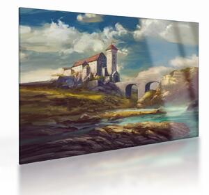 Skleněný obraz - Středověký hrad (70x50 cm)