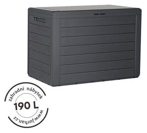 Zahradní úložný box WOODEBOX, 190L, 78x44x55cm, antracitová Prosperplast