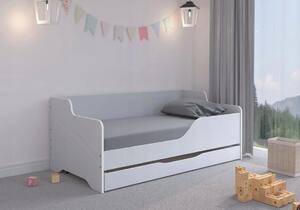 Praktická bílá dětská postel 2v1 160 x 80 cm