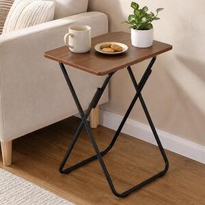 4Leaders Skládací univerzální stolek černý/tmavé dřevo 60×40 cm