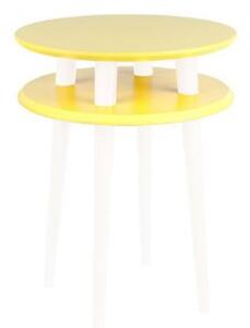 Konferenční stolek UFO Dmr. 45cm x výška 61cm - žlutá / bílá noha