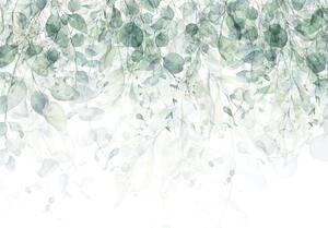 Fototapeta vliesová: Zelené malované květiny - 254x184 cm