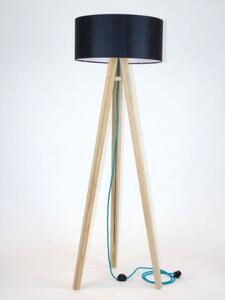 Stojací lampa WANDA Ash 45x140cm - černé stínidlo / tyrkysová barva