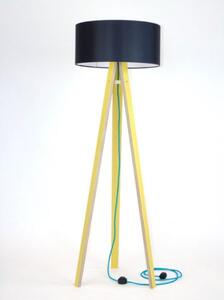 WANDA Stojací lampa 45x140cm - žlutá / černé stínidlo / tyrkysová
