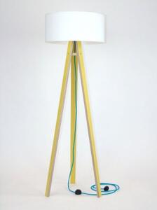 WANDA Stojací lampa 45x140cm - žlutá / bílé stínidlo / tyrkysová