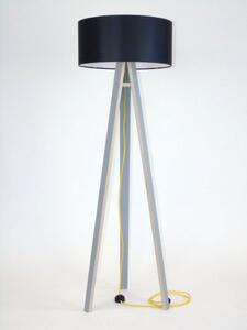 WANDA Stojací lampa 45x140cm - šedá / černé stínidlo / žlutá