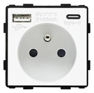 Modul 230V zásuvky s USB nabíječkou R-Socket-16A+USB-W