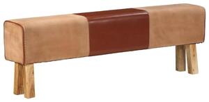 Lavice gymnastický kůň 160 cm hnědá pravá kůže a mangovník 320608