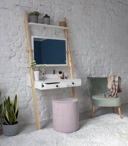 Žebříkový toaletní stolek LENO 79x183cm - jasanové dřevo / korálová barva