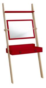 Žebříkový toaletní stolek LENO 79x183cm - jasanové dřevo / červená barva