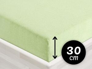Froté napínací prostěradlo na vysokou matraci FR-018 Pastelově zelené 140 x 200 - výška 30 cm