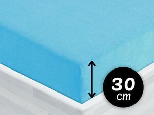 Froté napínací prostěradlo na vysokou matraci FR-017 Azurově modré 200 x 200 - výška 30 cm