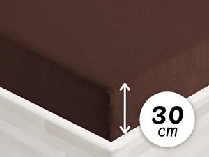 Froté napínací prostěradlo na vysokou matraci FR-026 Čokoládově hnědé 180 x 200 - výška 30 cm