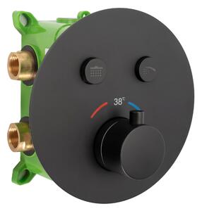 Rea - Podomítková sprchová souprava s termostatem Miler + BOX - černá