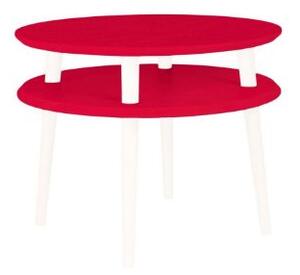 Konferenční stolek UFO dmr. 57cm x výška 45cm - červené/bílé nohy
