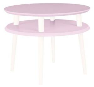 Konferenční stolek UFO Dmr. 57 cm x výška 45 cm - tmavě růžová/bílé nohy