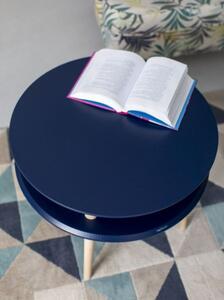 Konferenční stolek UFO Dmr. 70 cm x výška 35 cm - námořnická modř / černé nohy