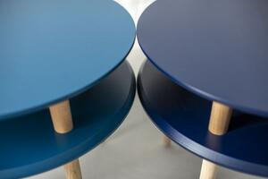 Konferenční stolek UFO Dmr. 70 cm x výška 35 cm - petrolejově modrá / černé nohy