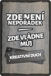Plechová cedule: Zde není nepořádek - 20x30 cm