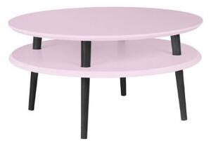 Konferenční stolek UFO Dmr. 70 cm x výška 35 cm - růžová/černá noha