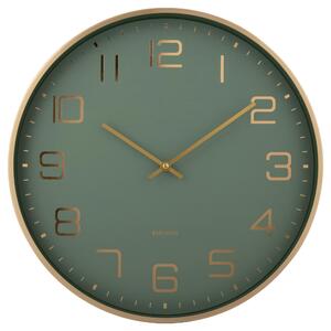 NÁSTĚNNÉ HODINY barvy zlata, světle zelená 40/40/4,2 cm Karlsson - Nástěnné hodiny, Online Only