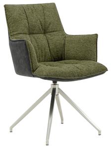 ŽIDLE S PODRUČKAMI, nerezová ocel, mikrovlákno, vzhled lnu, antracitová, zelená Novel - Jídelní židle