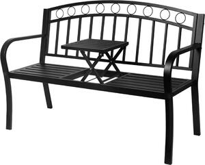Lavička PEGI, záhradná so stolčekom, kovová 127x53x84 cm