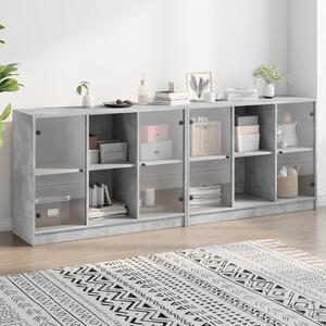 Knihovna s dvířky betonově šedá 204x37x75 cm kompozitní dřevo 3206534