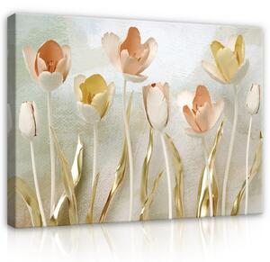 Obraz na plátně: Nature Flowers Tulips Abstract 3D - 80x60 cm