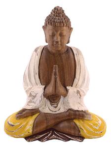 Socha Buddhu žluto-bílý s patinou 60 cm