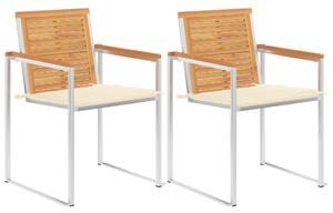 Zahradní židle s poduškami 2 ks masivní teakové dřevo a ocel