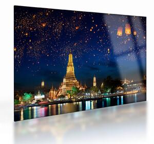 Skleněný obraz - Lampióny štěstí, Bangkok (70x50 cm)