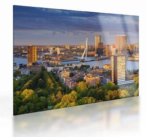 Skleněný obraz - Panorama Rotterdamu, Nizozemsko (70x50 cm)
