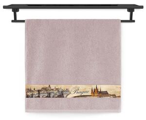 Ručník Veba NORA tisk město Praha starorůžová Velikost: 50x100 cm