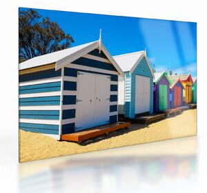 Skleněný obraz - Pláž Brighton, Melbourne, Austrálie (70x50 cm)