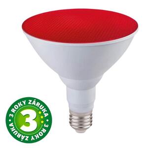 Prémiová barevná LED žárovka E27 15W, PAR38, reflektorová, červená, 3 roky záruka