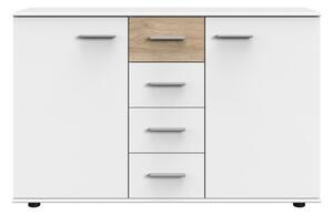 KOMODA, bílá, barvy dubu, ořechovec, 130/83/41 cm Carryhome - Šuplíkové komody