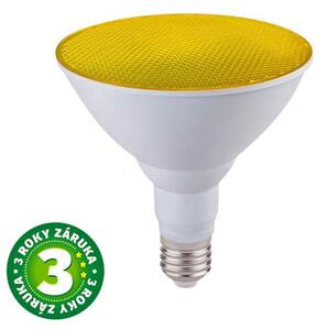 Prémiová barevná LED žárovka E27 15W, PAR38, reflektorová, žlutá, 3 roky záruka