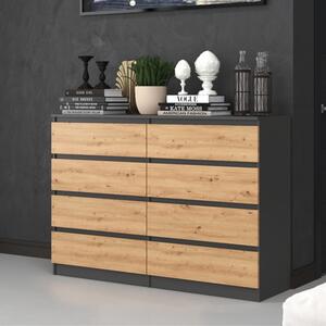 Komoda, pedsí do lonice, atní skí, píborník, vysoká deska s 8 zásuvkami, íka 140 cm výka 97 | antracit Artisan
