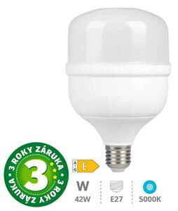Prémiová LED žárovka E27 42W 4800lm T120, studená, ekv. 325W, 3 roky záruka