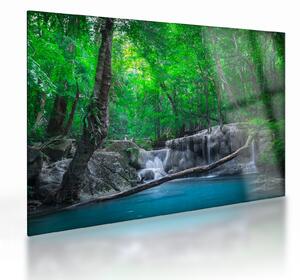 Skleněný obraz - Vodopád Erawan, Kanchanaburi, Thajsko (70x50 cm)