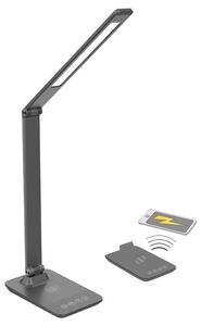 SOLIGHT Stmívatelná stolní LED lampa s bezdrátovým nabíjením, 10W, změna chromatičnosti, šedá