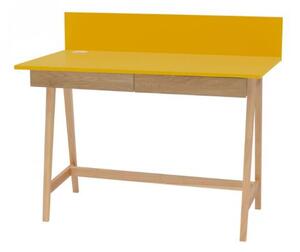 LUKA Ashwood Psací stůl 110x50cm se zásuvkou žlutý