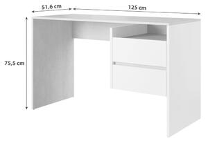 PSACÍ STŮL, bílá, barvy dubu, 125/51,6/75,5 cm P & B - Kancelářské stoly, Online Only