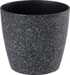Kvetináč Strend Pro Stone, 23x20,5 cm, čierny, efekt kameňa